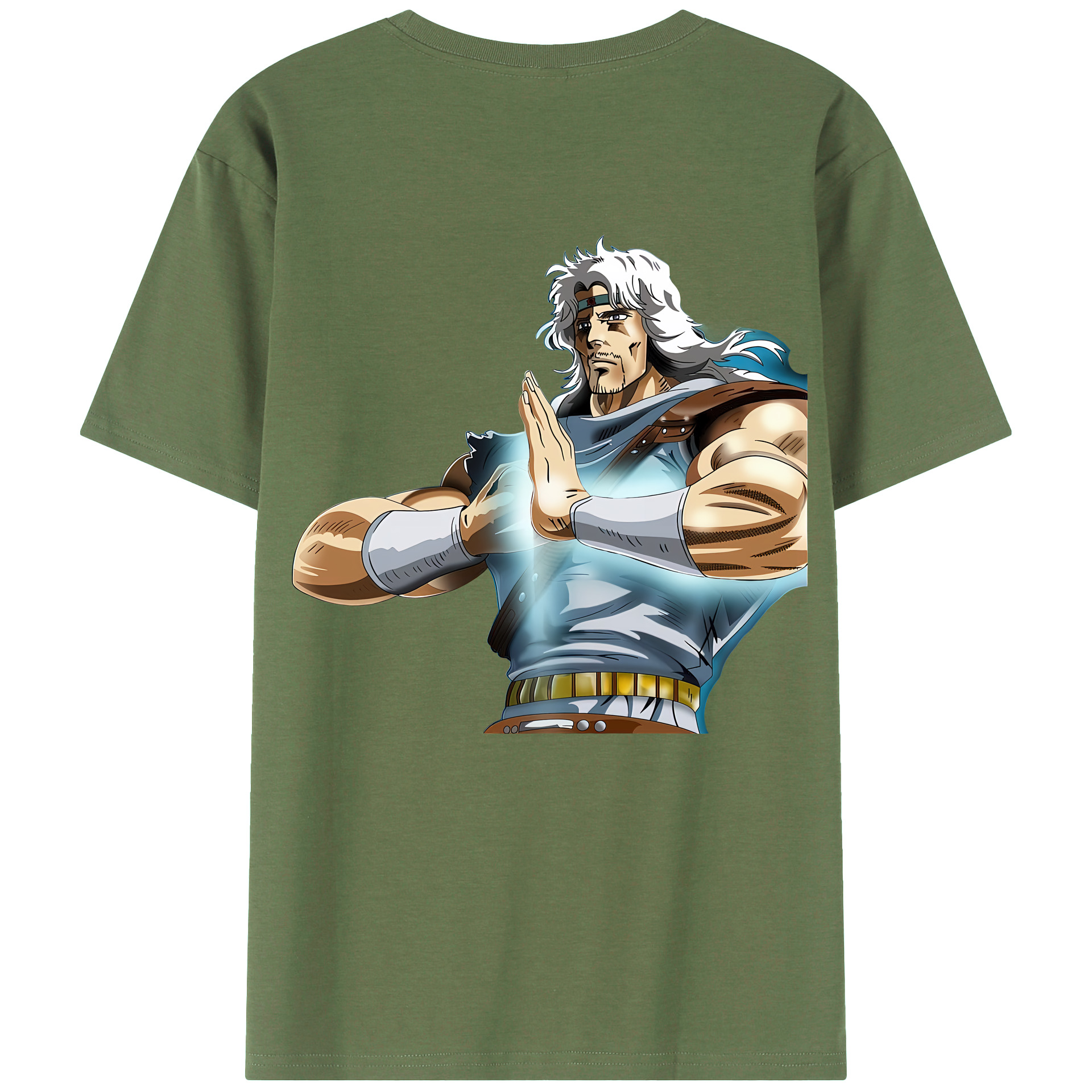 （画像用） 北斗の拳 Fist of the North Star 綿100％ メンズ半袖Tシャツ（バックプリント） 通気性